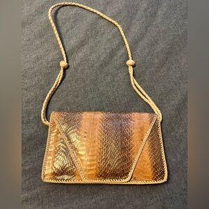 Real Snakeskin Leather Animal Pattern Clutch Shoulder Bag 70s 80s Vintage